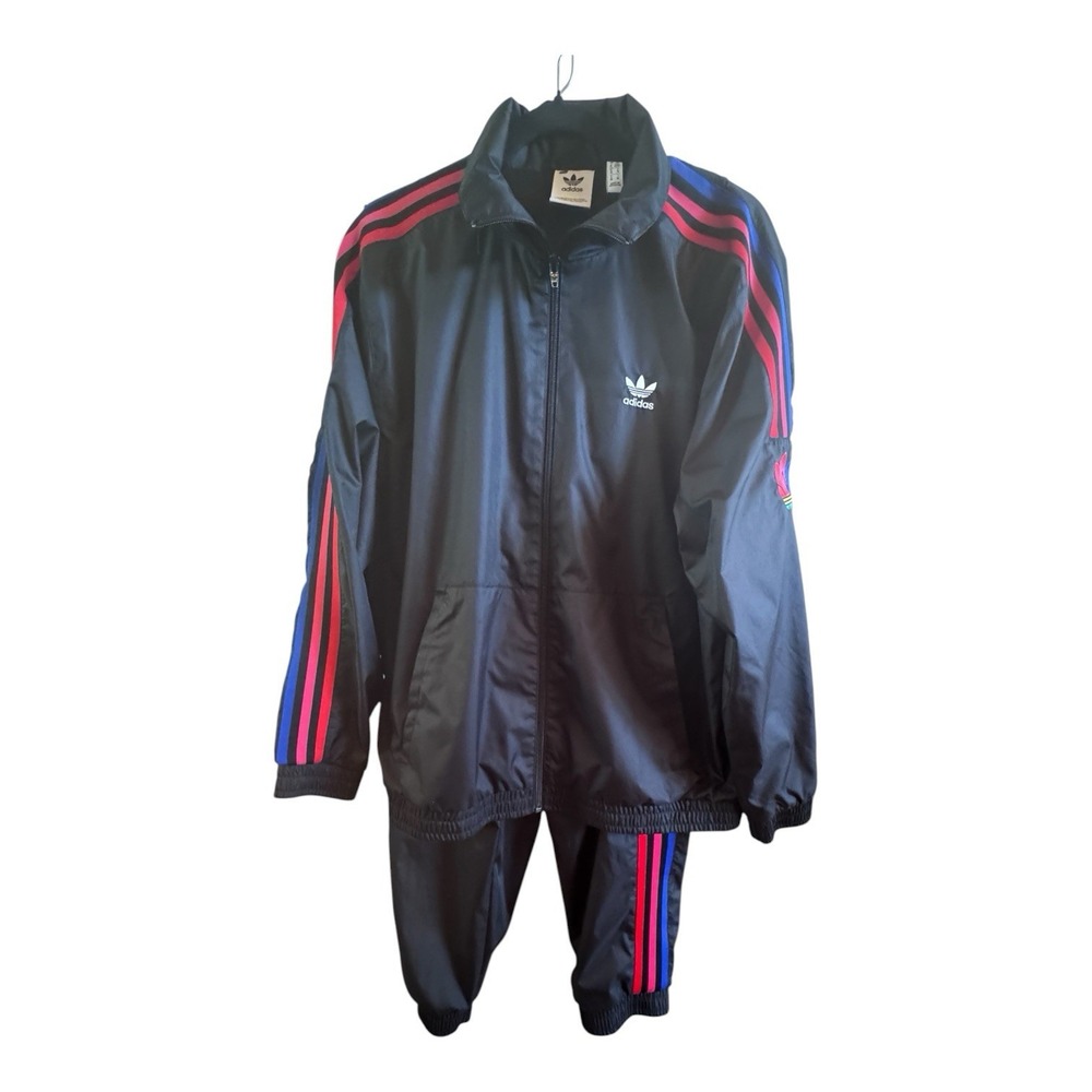 Adidas Originals Men's Medium Black Track Jacket & Pants 3D Trefoil 3 Stripes